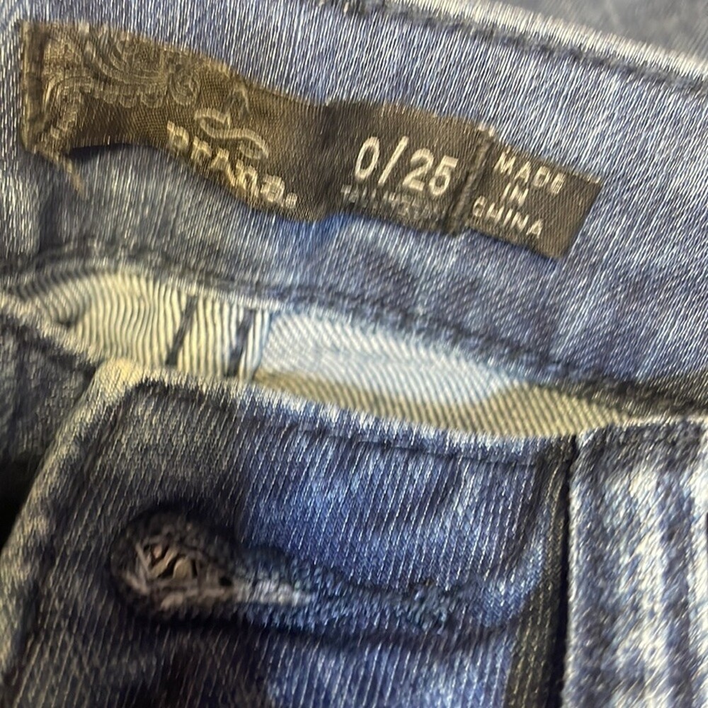 Prana dark wash stretch, raw hem skinny jeans SZ 25" waist - Picture 11 of 11